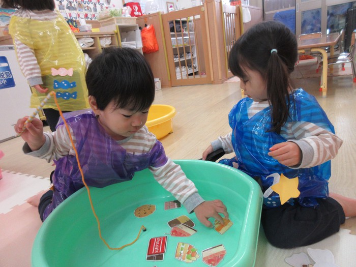 お菓子釣り、上手に出来るかなぁ？